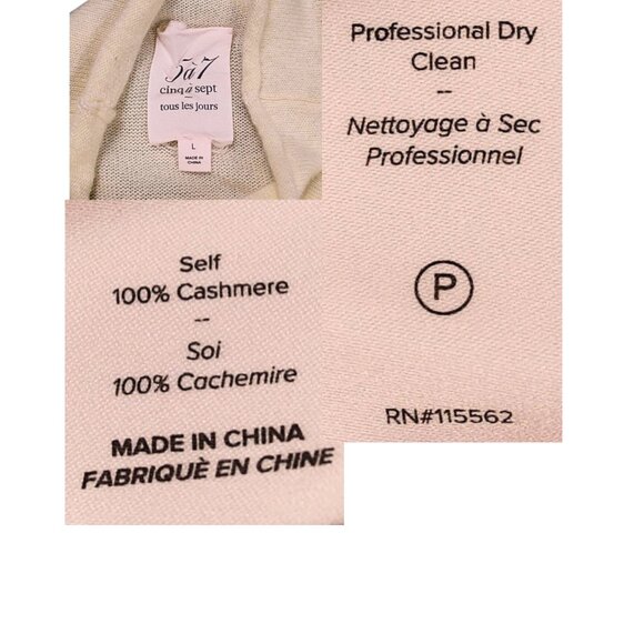 Cinq à Sept Tous Les Jours 100% Cashmere Puff Sleeve Mock Neck Sweater Size L - Picture 9 of 14